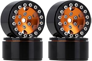 INJORA RC Llantas 4pcs 1.0inch Beadlock Wheel Llanta de Metal para 1:24 RC Crawler Axial SCX24 90081 AXI00001 AXI00002 Deadbolt B-17 (Dorado)