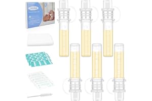 Aolso Colostrum Samlarsats, 6 ml/6 st silikon bröstmjölksamlare, återanvändbar råmjölkskördesats med bomullstyg, etikettklistermärken, rengöringsborste, värme- och frysbeständig, BPA-fri
