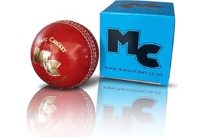 MC Mars Cricket Leather Cricket Ball Adult Hand Stitched Match Quality Balls Weight 5.5oz / 156g, Red