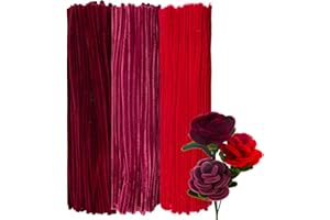 GUWINA 300Pcs Red Pipe Cleaners 12'' Long 0.3'' Thick, Fluffy Chenille Stems Set for DIY Arts & Crafts, Colored Fuzzy Sticks Craft Supplies for Making Flowers & Christmas Decorations (Gradient Red)
