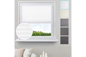 ‎WOLTU WOLTU #391 Plisowana Roleta uchwyt mocujący bez wiercenia, jalousie składany rollo easyfix, napinany, Rollo syntetyczna ochrona wzroku zaciemniona, ochrona przeciwsłoneczna do okien i drzwi,120x130 cm Biała