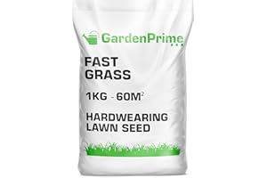 GardenPrime Fast Grass Lawn Seed - 1KG - Strong Durable Grass Seed, Fast, Rapid Green Cover, Ideal for Large Projects, Patch Repairs, Overseeding, New Lawn (1 KG)