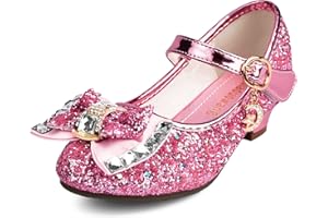 TRIWORIAE-Zapatos de Princesa Elegantes para Niñas de Tacón con Lentejuelas Purpurinas para Disfraz, Fiestas, Bodas