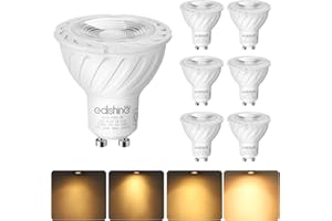 EDISHINE Żarówki punktowe LED GU10 Możliwość ściemniania, 5W ekwiwalent 50 W, 350 lm, ciepła biel 2700K, szerokie wiązki 38°, równomierne i miękkie światło, zestaw 6 szt