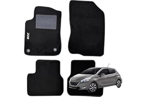 W-Parts SERIE 4 TAPPETI - TAPPETINI in MOQUETTE Neri per 208 dal 2012 al 2019 con battitacco Cucito, Bottoni di Fissaggio e Striscia Antiscivolo