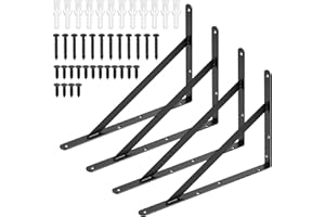BJBJJIU 4 Pz Staffe per Mensole Pesanti Reggi Mensola da Muro, Staffa per Mensola, Staffe a Triangolari, Supporti per Scaffali, Mensole Montate a Parete Galleggianti, Nere/355x255x25 mm (355x255x25x3mm/nero)