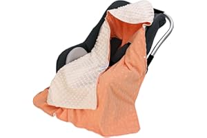AMO NENES Coperta Avvolgente in 100% Cotone, 90*90cm Bifacciale Multifunzionale Copertina Accogliente con Cappuccio, Morbida Trapunta per Tutte le Stagioni, Adatto a Passeggino, Seggiolino, Unisex, Arancione