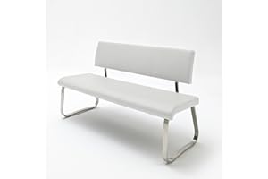 ‎ROBAS LUND Robas Lund Esszimmersitzbank mit Rückenlehne Kunstleder, Sitzbank Belastbar bis 280 Kg, Küchensitzbank weiß