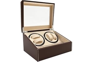 LENJKYYO Caja giratoria automática para 4 + 6 relojes, caja de almacenamiento de madera con motor silencioso para relojes automáticos