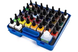 Schmincke kit de 37 peinture pour aerographe de 28ml + 1 nettoyant de 125ml en valise