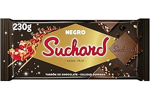 Suchard Turrón de Chocolate Negro con Arroz Inflado, Tradicional Delicia Navideña, Crujiente y Dulce - 230 g
