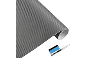 Newl - Rotolo di pellicola adesiva 3D in vinile in fibra di carbonio con sistema di fuoriuscita dell’aria per evitare la formazione di bolle, colore grigio, 30 x 152 cm