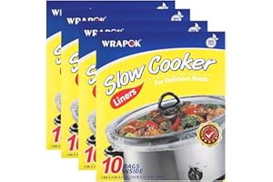 TFRO & CILE WRAPOK Slow Cooker Liners Kitchen Disposable Cooking Bags BPA Free for Oval or Round Pot, Large Size 13 x 21 Inch, Fits 3 to 8.5 Quarts - 4 Pack (40 Bags Total)
