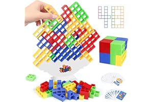 Euakee Tetra Tower Spiel, 48 PCS Tetris Tower Spiel Tetris Balance Spiel Tetra Tower Game für Kinder Erwachsener Lustige Tetris Stapelturm Spiel Creative Stack Attack Spielzeug Geschenk Mädchen Junge