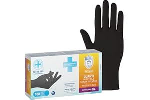 Bericah Dr. Protec,Protix Black,Guanti in Nitrile,Senza Polvere,Taglia XL,100 Pezzi