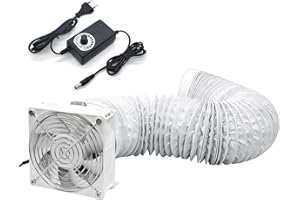 HOSE VARY Ventilateur Axial 3000 tr/min 120 * 38MM DC Extracteur Ventilateur avec Tuyau de Conduit 2M, Gradateur Continu pour Laser 3D, Tente de Culture