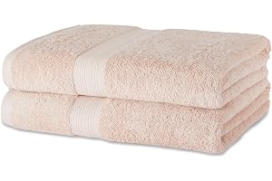 Amazon Basics badhandduk i ekologisk bomull, färgfasta, 2 st., 76 cm× 137 cm, blushrosa