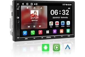 ATOTOZONE A5L Autoradio 2 Din Android, 7" Stereo auto bluetooth con schermo, 2G+32G, CarPlay Android Auto Wireless, Tethering via WiFi/BT/USB, MirrorLink, 24B-EQ DSP, FM/RDS/GPS/SWC,Chat AI