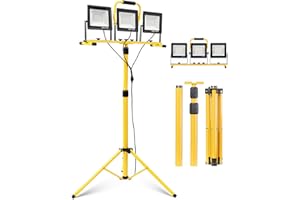 AL WAHA AL ZHABIA 210W Projecteur LED Chantier avec Trépied, 20000LM, 3 Têtes Orientables, Câble 5m, IP66 Étanche, Lampe de Travail Pliable pour Extérieur, Chantier, Réparation Auto & Urgences