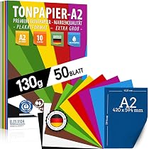 Cartulinas Coloridas Perfect Ideaz - 50 Hojas DIN-A2, 300g/m², 10 Colores, Ecológicas