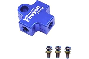 FIREYOURACING Adattatore per tubo flessibile freno AVT Adattatore per tubo idraulico per motocicletta a 3 vie Collegamento a T Adattatore per tubo flessibile di accoppiamento a T M10 Banjo Oil Link (blu)