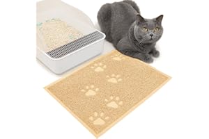 JanYoo Katzenklo Matte 40x30CM Katzenstreu Matte wasserdichte und rutschfeste Katzenklo Unterleger zum Auffangen von Katzenstreu, Katzenstreu Matte vor Katzentoilette, Beige