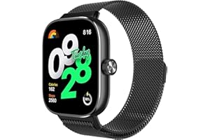 Astorgos Metal Mesh Loop Strap Compatible with Redmi Watch 4/Xiaomi Mi Band 8 Pro, Stainless Steel Mesh Replacement Watch Band with Magnetic Clasp for Women Men, Black