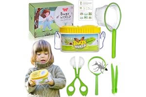 WINUOYANG Bug Catcher for Kids,Outdoor Explorer Kit 5Pcs Bug Hunting Kits for Children Insect Observation Box Insect Net Scissors Tweezer Magnifying Glass