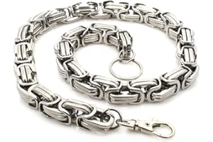 ayados XXL 63cm Hosenkette 8mm bis 14mm Dicke Schlüsselketten Portmonee Kette Edelstahl Portemonnaie Königskette Karabinerkette Schlüssel Kette Hosen Panzerkette 05 (Silber, 14mm / 63cm)