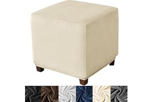 uyeoco Funda de Puff Otomana Cuadrado 50x50 /40x40/80x80 Elástica Funda Reposapies Terciopelo Retirable Lavable Terciopelo Jacquard Cubierta Taburete Sofá Protector (Color : #1, Size : 38x38 cm)