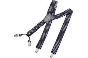 DonDon Tirantes hombre anchos 3,5 cm con 4 clips extra fuertes tirantes para pantalones hombre