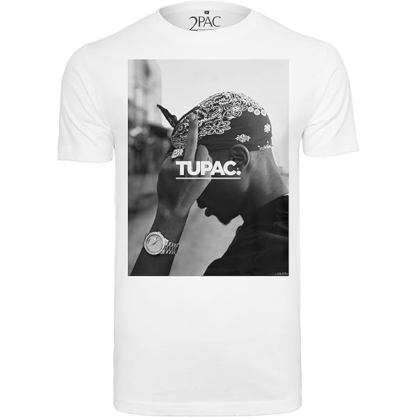 Mister Tee Tupac Cracked Background Tee voor heren, wit, XXL