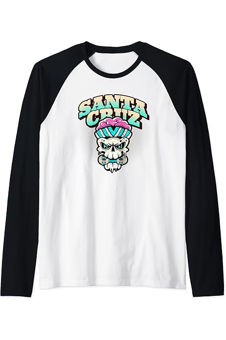 Santa Cruz Camiseta Skater Esqueleto Calavera Estilo Retro