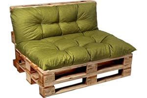 Garden Factory Palettenkissen Palettenauflagen Palettenpolster Sitzkissen, Rückenlehne oder Set, Gesteppt (Set (Sitzkissen 120x60 + Rückenlehne 120x50), Limette)