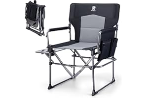 EVER ADVANCED Sedia da campeggio pieghevole 160KG Resistenza Sedia pieghevole, sedia pieghevole compatta con tavolino e tasca laterale per campeggio, pesca, festival, all'aperto