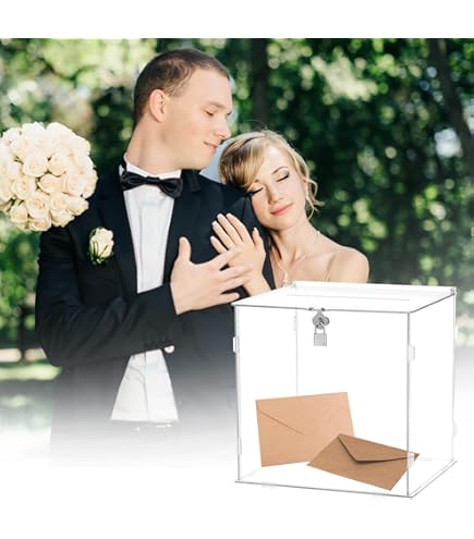 NiHome Golden Mirror Boîte à Cartes De Mariage En Acrylique