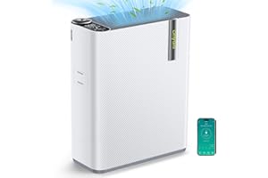 Dhyala Luftreiniger Allergiker für Wohnung Raucherzimmer, HEPA Luftfilter gegen Schimmel Staub Pollen Tierhaare, CADR 450m³/h für 161㎡, App-gesteuert Air Purifier with Luftbefeuchter(100mL Tank) 22dB