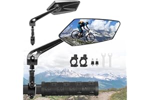 PIZENS 2 Pieza Espejo Retrovisor de Bicicleta, 360° Adjustable Espejos Retrovisores Manillar, HD Gran Angular Retrovisor Patinete Electrico para 20-24mm Manillar para E-Bike MTB Racing Bike