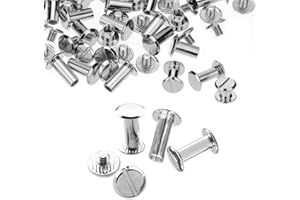 Trimming Shop Chicago - Rivetti a vite lunghi 10 mm x 15 mm, testa piatta, in ottone resistente, anti resistente per lavori in pelle fai da te, arti, rilegatura, artigianato, decorazione, 10 pezzi