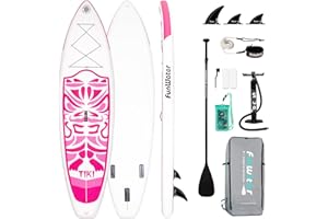 FunWater Inflatable Stand UP Paddle Board Ultra-Light Green Pink Everything Included ISUP, Adj Paddle, Pump, SUP Backpack, Leash, Waterproof Bag, Non-Slip Deckpad Youth