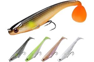 TRUSCEND Easy Catch Pre-Rigged Soft Lures, Unique Vibrating Swim Action and Trembly Sinking Move for More Bites Amazing Soft Swimbait for Family Fishing, Fishing Lures for Bass Crappie Trout Walleye