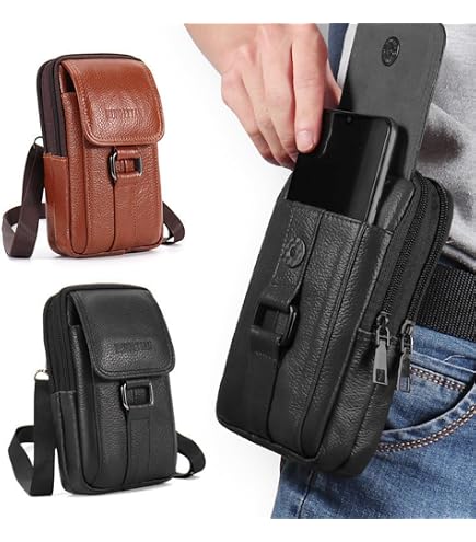 Fondina Da Cintura In Vera Pelle Per Telefoni Fino A 6.9” – Orizzontale, Con Fibbia Magnetica, Colore Caffè - 2