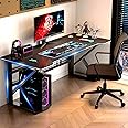 Yoawllty Desktop Computer Desk 1.4m/55.1in,Ergonomic Home Office Desk Gaming Table PC Computer Gaming Desk, Workstation for Gift Idea (L140cm*W60cm* H75cm)