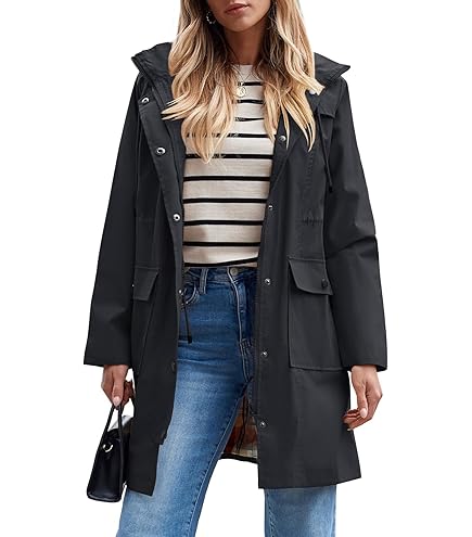 Manteau Femme Hiver Long Avec Capuche - Chaud Et Coupe-vent - Coupe Ajustée - Poches - Pour Quotidien Et Extérieur - 7