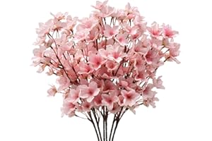 UXORSN 6 Piezas Flores de Cerezo Artificiales Cereza Flores de Falsas Rama de Flores Artificial Rosa Flor de Cerezo Flores de Seda Arreglos Florales para Hogar Boda Jarrones Fiesta Jardinera Decor