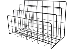 Changrongsheng Metal Magazine Rack Desktop File Holder, 3 Slot Iron Wire Storage Rack Shelf File Organizer Holder Multifunctional Letter File Book Storage Basket for Home Office Decoration (Black)