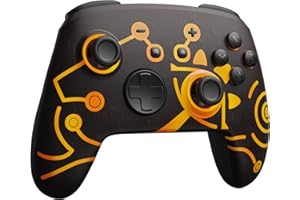 PALPOW Manette Switch Sans Fil Compatible avec Nintendo Switch 2/OLED/Lite, Bluetooth Manette Pro Gamepad avec 7 LED Couleurs/Boutons Paddle/Turbo, Brun