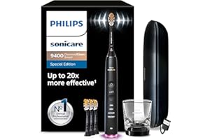 ‎PHILIPS Philips Sonicare DiamondClean Smart 9400 elektrische Zahnbürste, Schallzahnbürste mit App, Drucksensor, Bürstenkopferkennung, 4 Putzmodi und 3 Intensitätsstufen, Schwarz, Modell HX9918/89