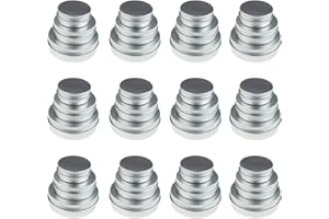 LJY 36 Pieces Round Aluminum Cans Screw Lid Metal Tins Jars Empty Slip Slide Containers, 4oz 2oz & 1oz Mixed Sizes
