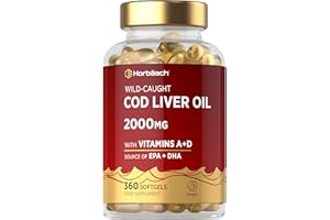 HORBÄACH Cod Liver Oil Capsules High Strength | 2000mg | 360 Count | with Omega 3, Vitamin D and A | with 171mg of DHA and 151mg of EPA | Rich in Omega 3 Fatty Acids | by Horbaach